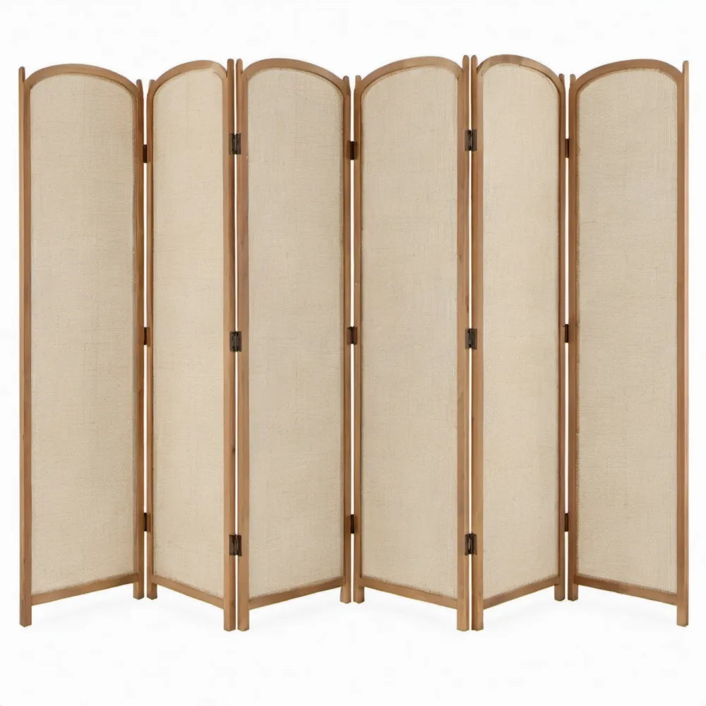 Inklapbaar kamerscherm met 6 panelen, 240 x 2 x 170 cm, naturel bruin en beige